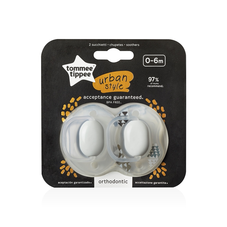 זוג מוצצים בעיצוב אורבני 0-6 חודשים