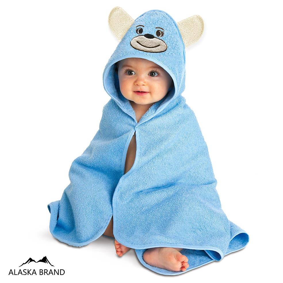 מגבת קפוצ'ון לתינוק עם רקמת ארנבון צבע כחול תכלת