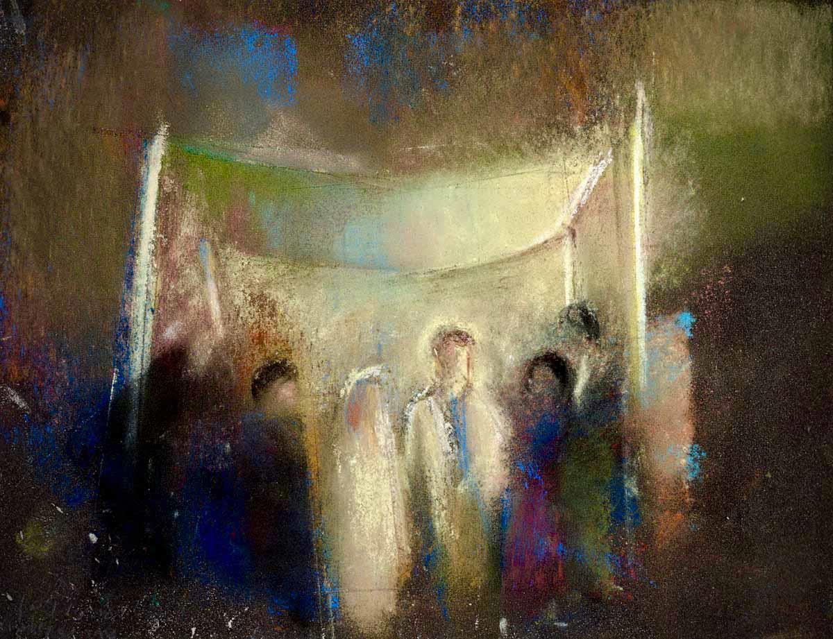 The Wedding Moment, 2020, chalk on paper, 40x30 cm