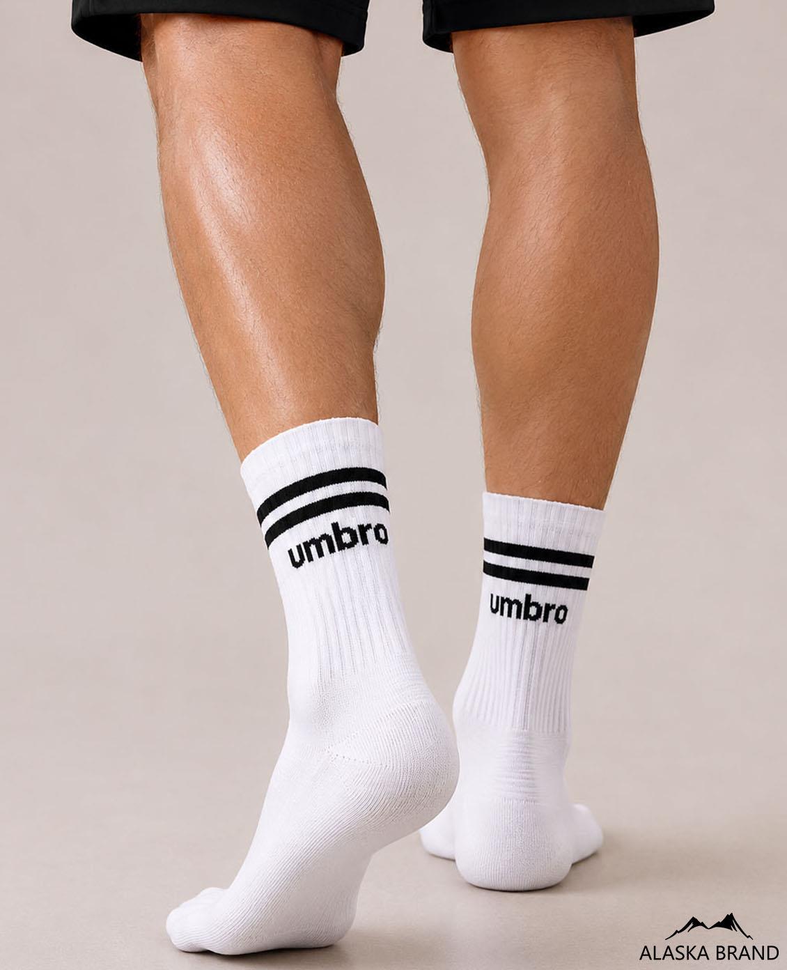 גרבי ספורט לגברים יומברו UMBRO | מארז 3 זוגות בצבע לבן
