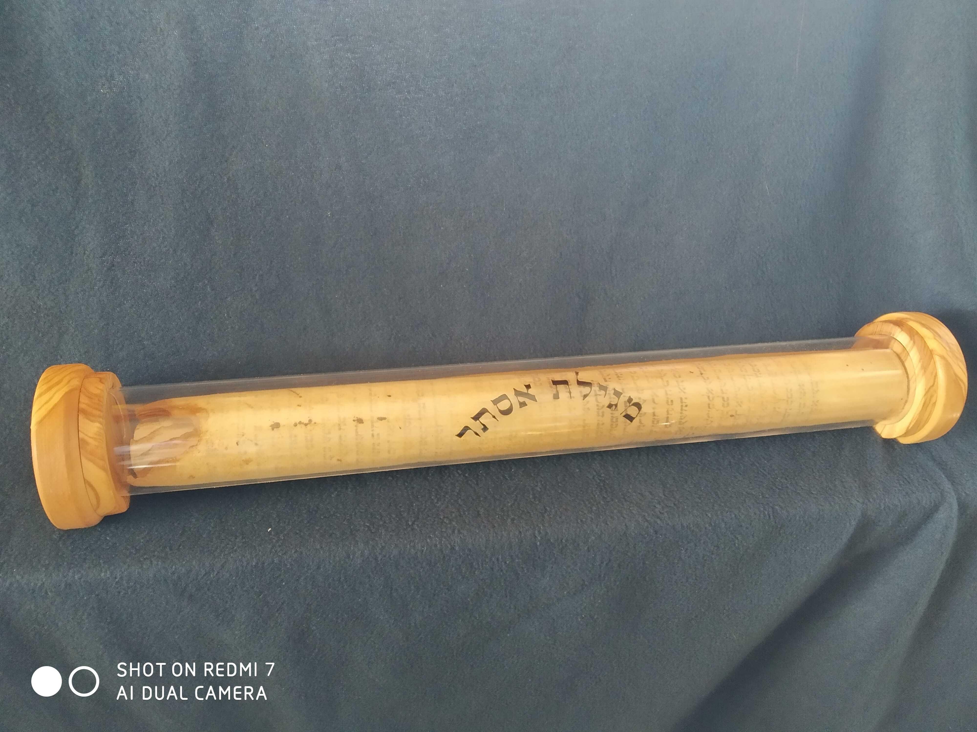 בית למגילת אסתר צינור שקוף מפרספקס עם פקקי עץ זית לסגירה בית למגילת אסתר צינור שקוף מפרספקס עם פקקי עץ זית לסגירה