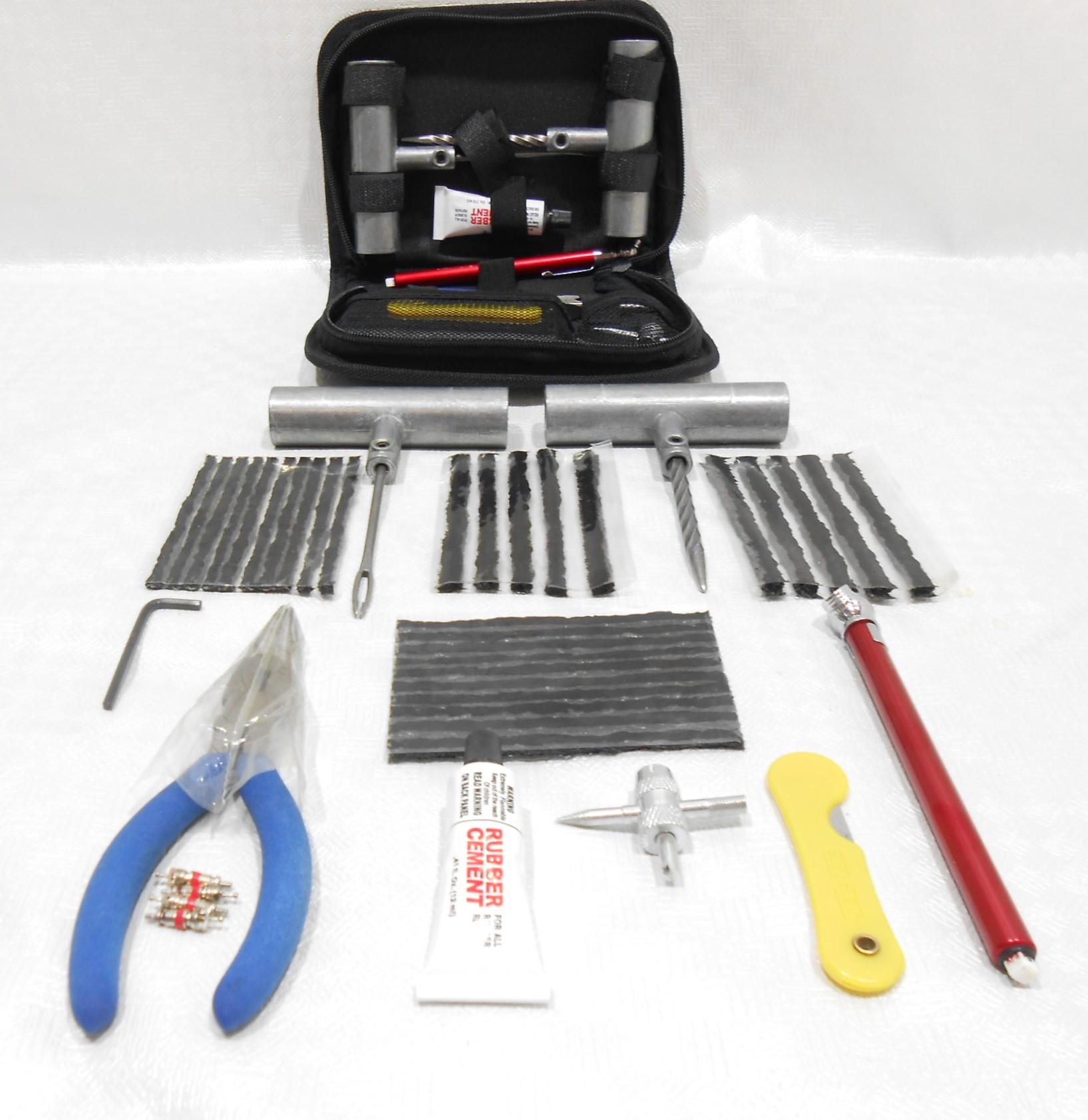 ערכת תיקון פנצ'ר תקר בנרתיק שחור 30 שרוכים קמפינג לייף