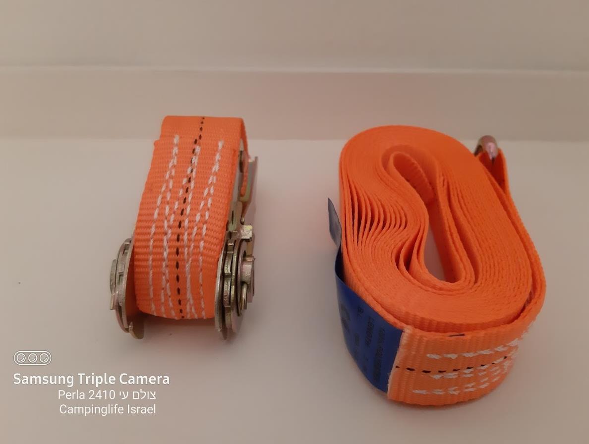 רצ'ט רצועת קשירה למטען כבד 700 קג סט באורך 5 מטר  צבע כתום