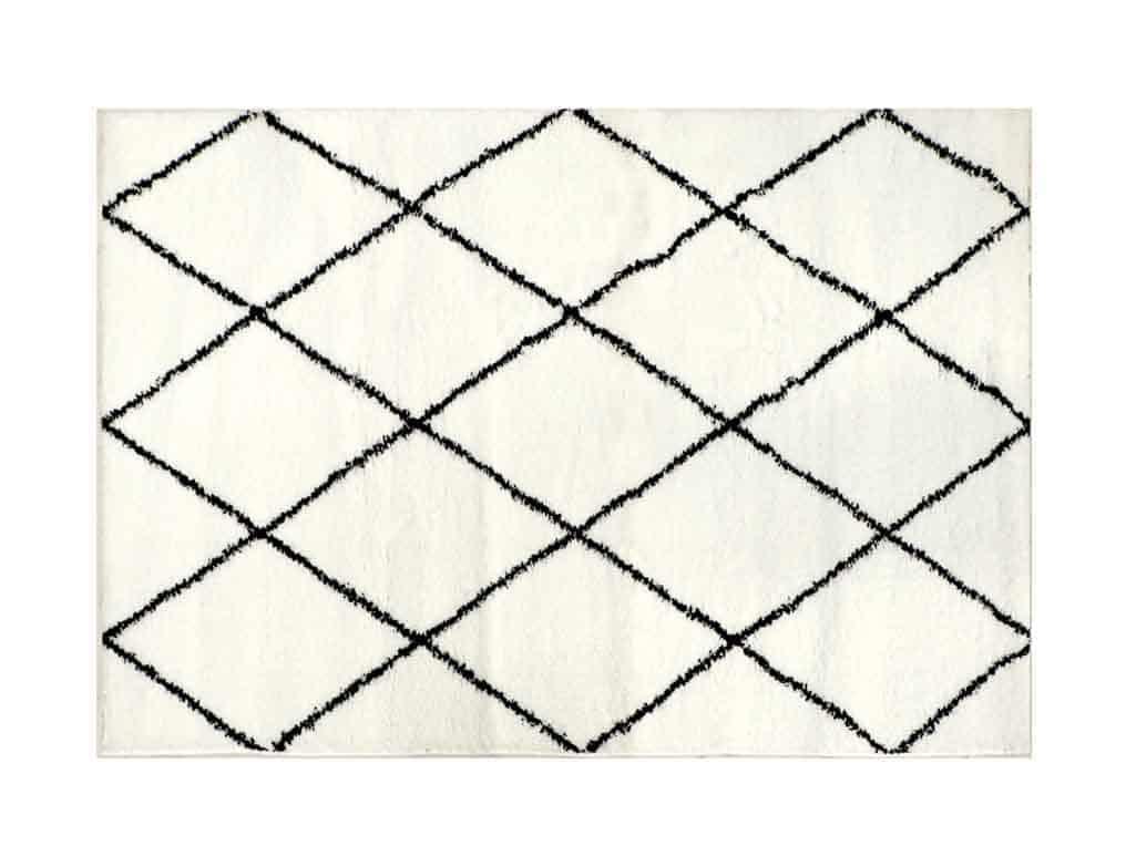 שטיח מרקש שאגי שחור לבן 02