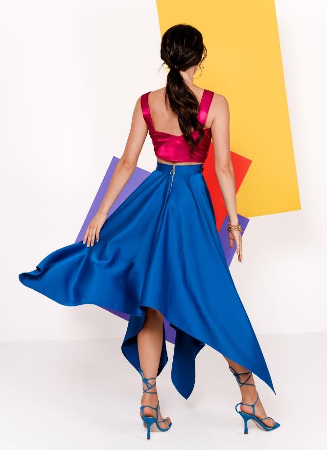 Maxi move skirt -חצאית מקסי משולשים-כחול רויאל