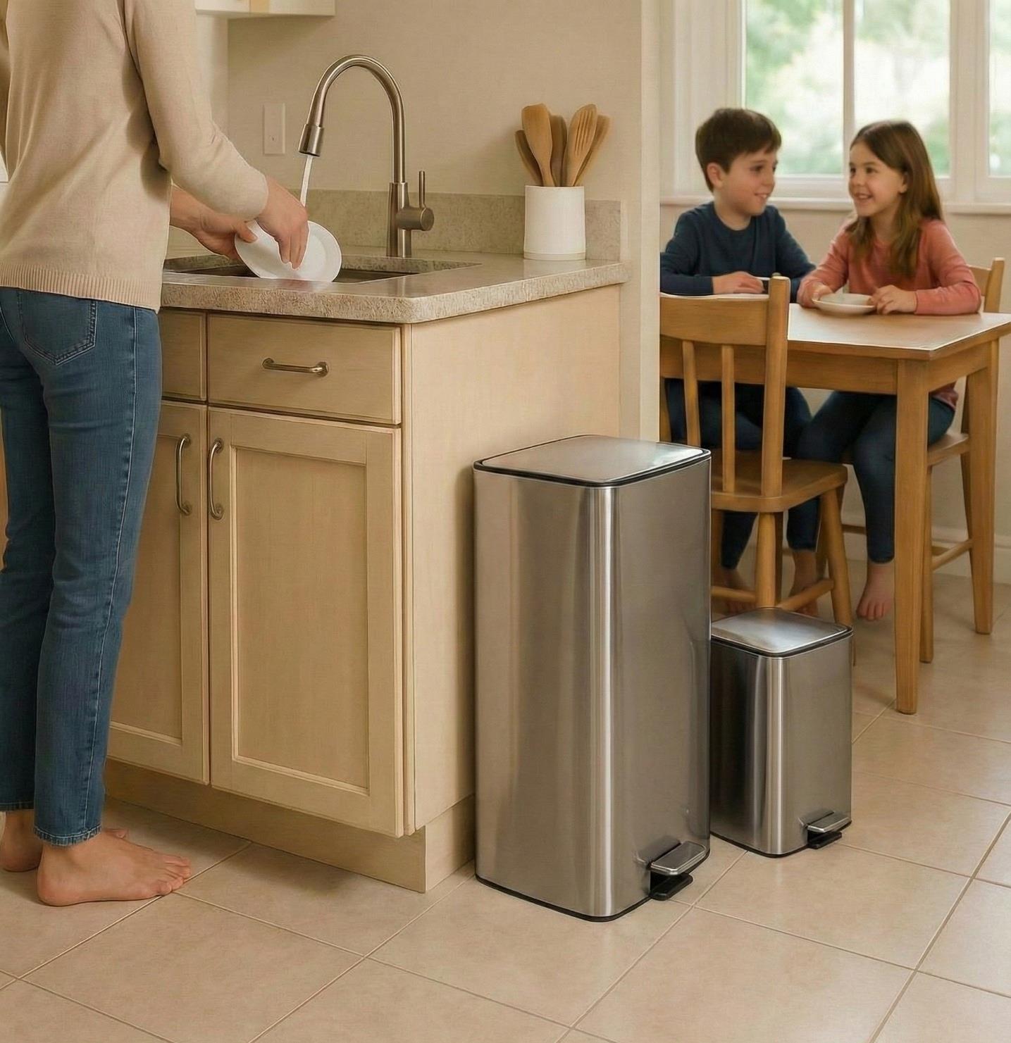 סט פחי נירוסטה   30 ו 3 ליטר עם דלי פנימי נשלף דגם SRT-06690 מבית honey can do