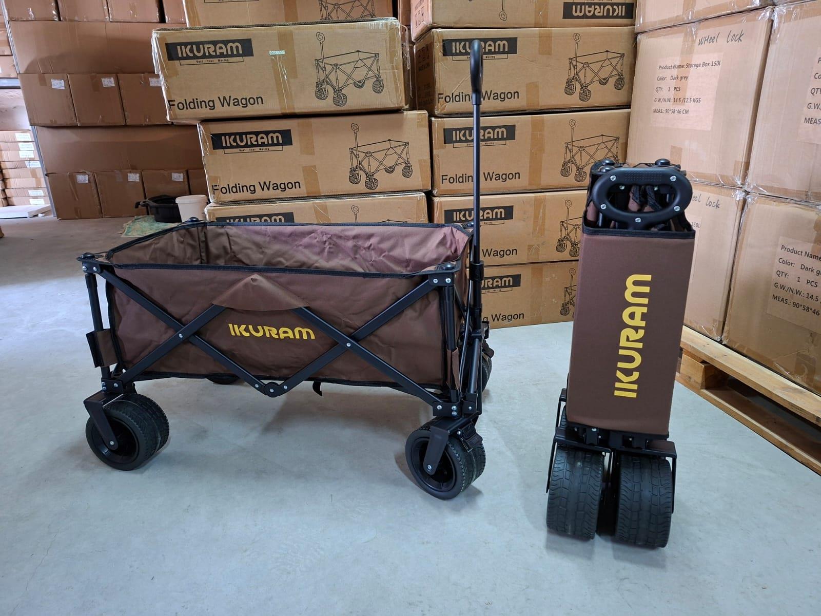 עגלת קמפינג מעצורים ב 2 גלגלים קדמיים ובנוסף עובי כל גלגל 10 סמ מותג IKURM קמפינג לייף עגלת קמפינג מעצורים ב 2 גלגלים קדמיים ובנוסף עובי כל גלגל 10 סמ מותג IKURM קמפינג לייף