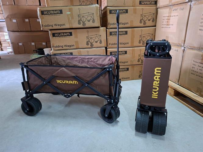 עגלת קמפינג מעצורים ב 2 גלגלים קדמיים ובנוסף עובי כל גלגל 10 סמ מותג IKURM קמפינג לייף