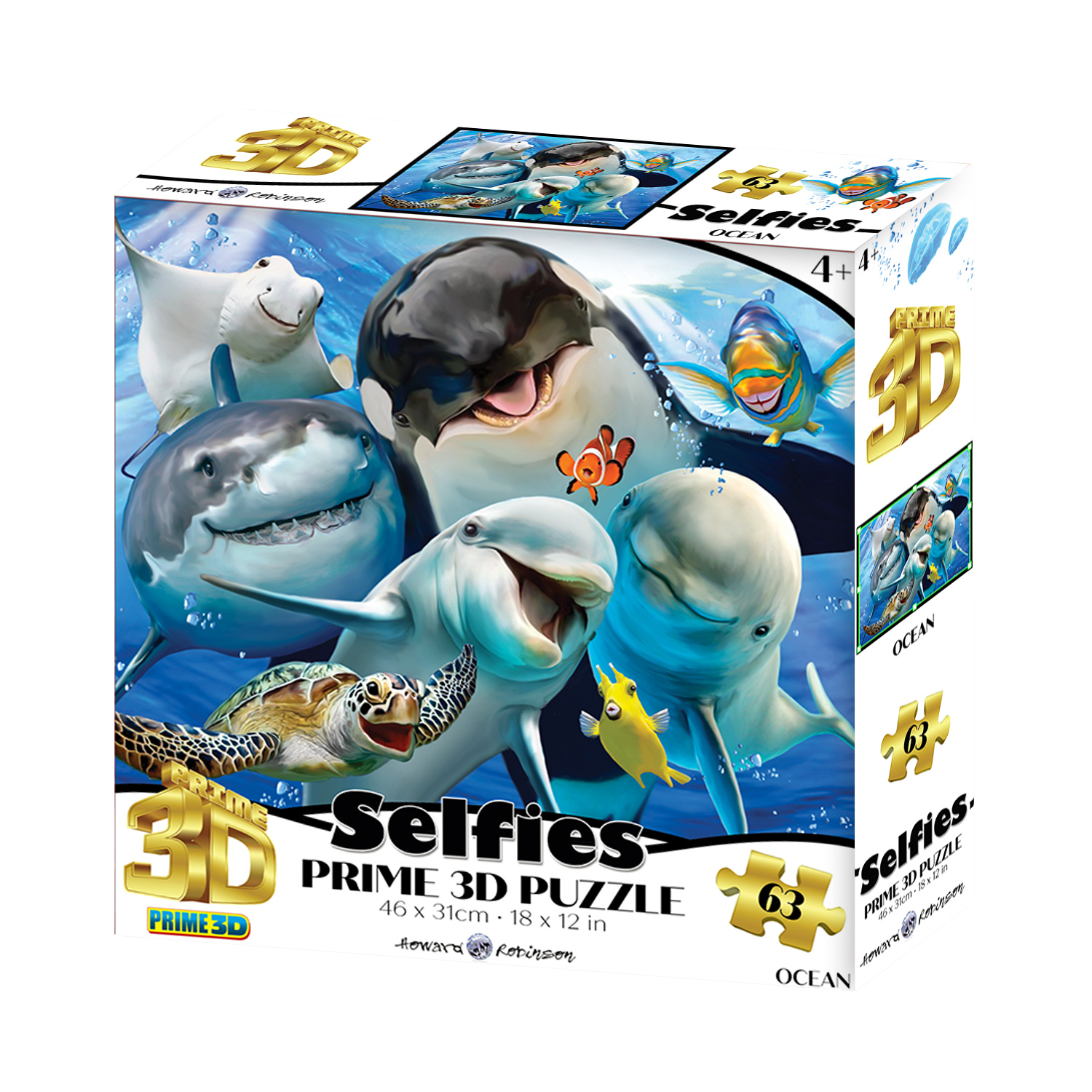 פאזל תלת מימד חיות ים סלפי 63 חלקים מבית Prime 3D