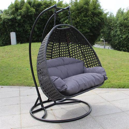 ערסל זוגי לגינה ולמרפסת ראטן דגם סלוניקי צבע אפור ערסל זוגי לגינה ולמרפסת ראטן דגם סלוניקי צבע אפור