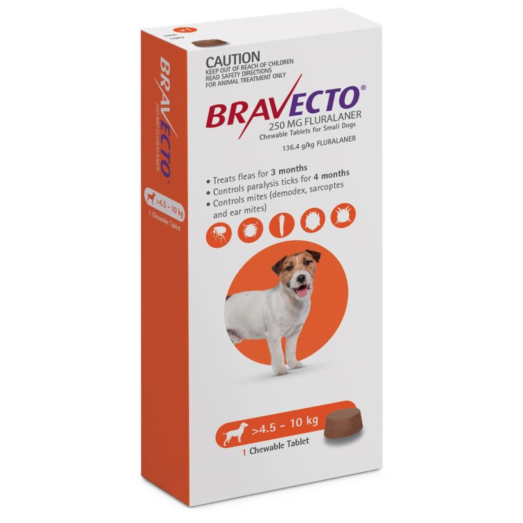 ברבקטו טבליה לטיפול בפרעושים וקרציות 250 מג לכלב 4.5-10 קג Bravecto שופיפט