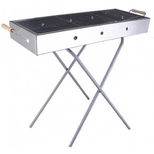 גריל פחמים נירוסטה מנגל כפול 85 על 30 עם רגלים קמפינג לייף