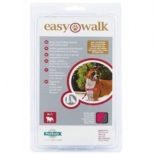 EASY WALK רתמת גוף לכלב מידה M/L צבע אדום תות