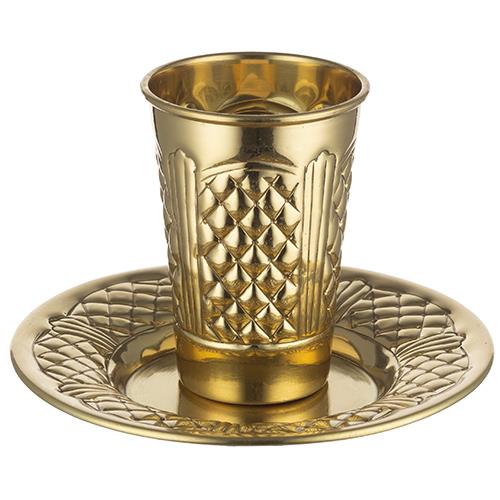 גביע קידוש מהודר ציפוי זהב עם תחתית 8.5 ס"מ