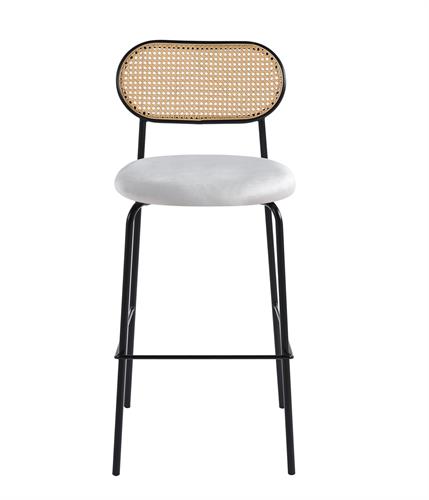כסא בר מעוצב בשילוב ראטן דגם מאליבו צבע לבן