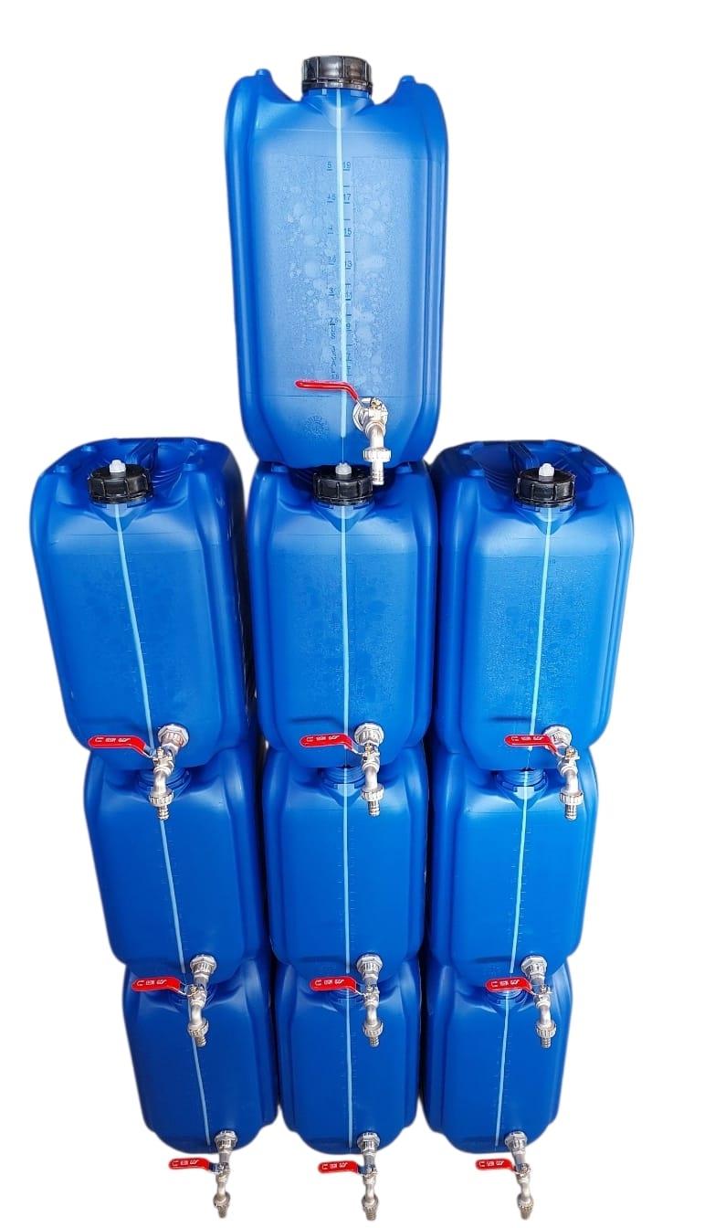 מיכל 20 ליטר וברז חיבור הברז למיכל בעזרת מופה מנירוסטה 304 מהדורה מיוחדת עם נשם קמפינג לייף