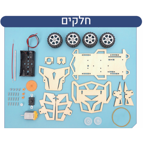 רכב ספורטנוע מעץ להרכבה עצמית לילדים (מדריך בעברית)