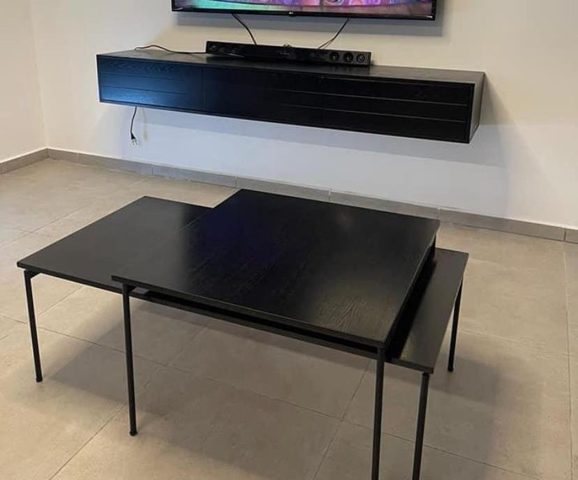 סט מזנון וזוג שולחנות לסלון דגם מנהטן