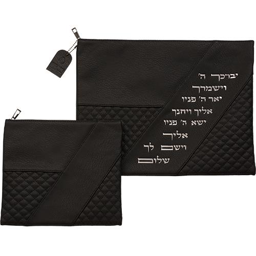 סט כיסויים דמוי עור - יברכך - אותיות בולטות