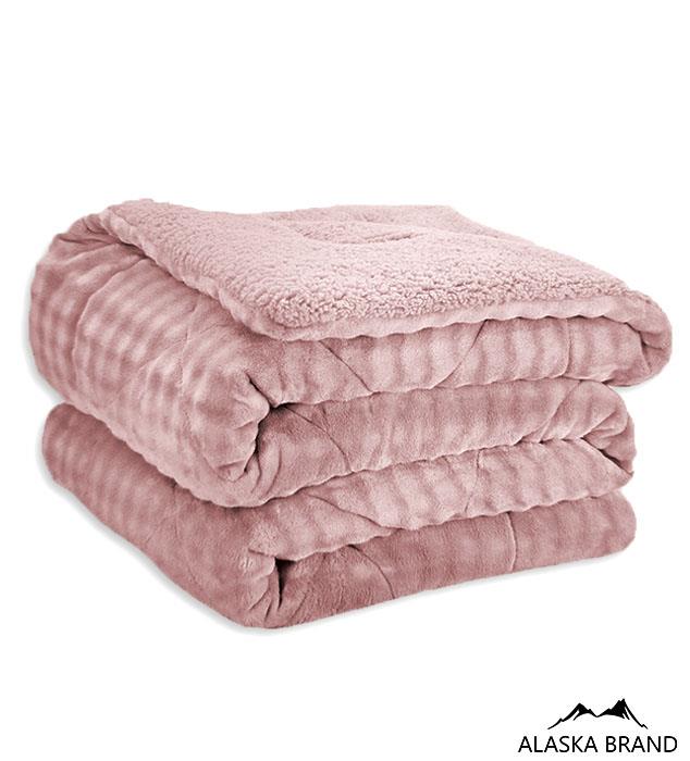 שמיכת פוך פינוק זוגית עם מילוי דו צדדי קורל פליז דגם סטורי | פודרה