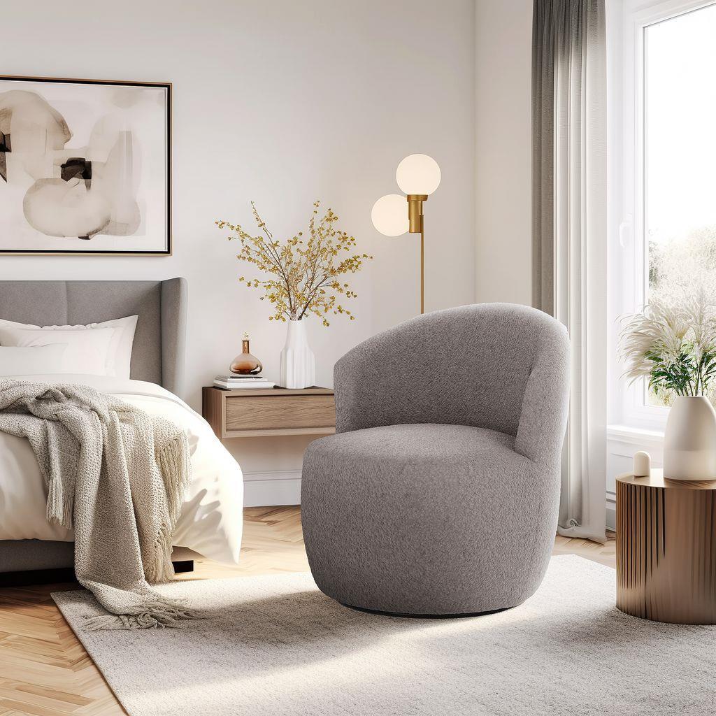 כורסא מעוצבת יוקרתית לבית דגם אדיסון בד בוקלה צבע אפור כורסא מעוצבת יוקרתית לבית דגם אדיסון בד בוקלה צבע אפור