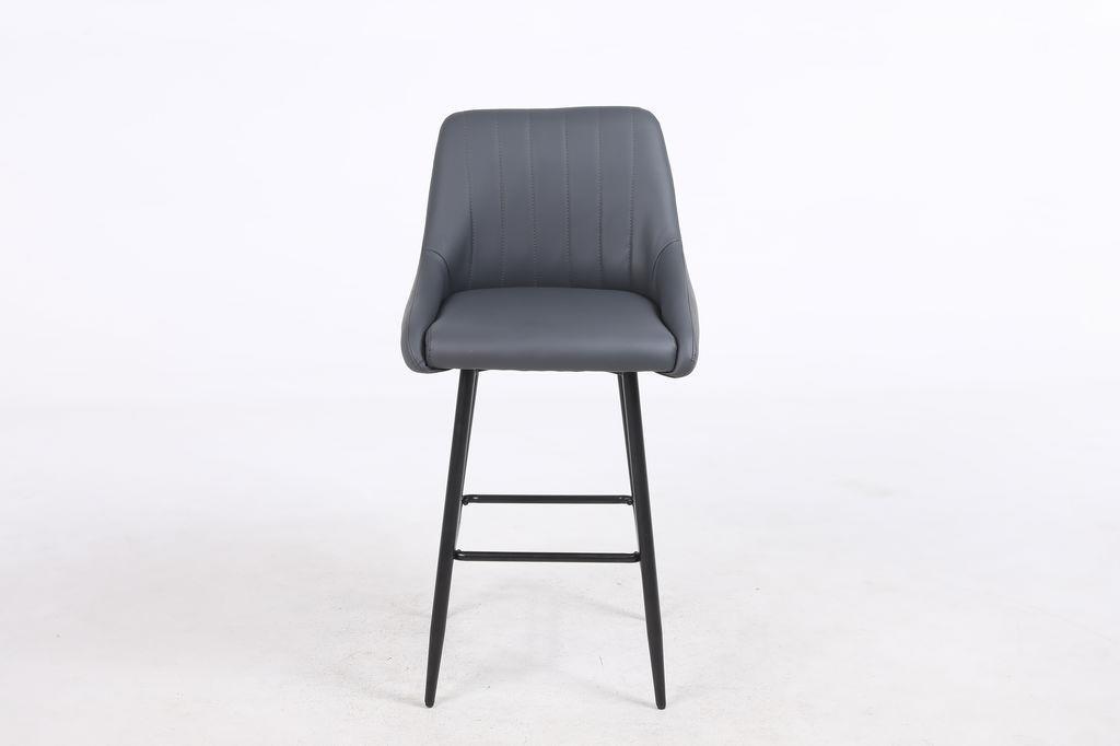 כסא בר מעוצב דגם ברצלונה דמוי עור אפור כסא בר מעוצב דגם ברצלונה דמוי עור אפור