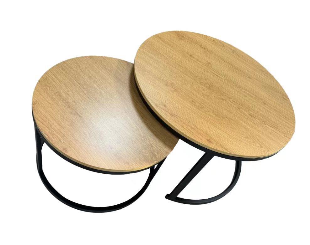 זוג שולחנות לסלון עגולים דגם רויאל צבע עץ