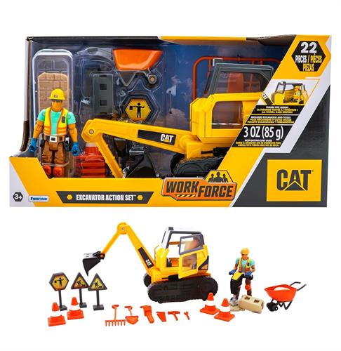 ערכת משחק מחפרון מבית CAT כולל דמות ואביזרים - 22  חלקים