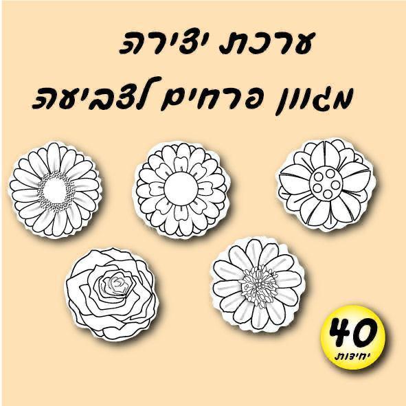 עבודת יצירה - מגוון פרחים לצביעה