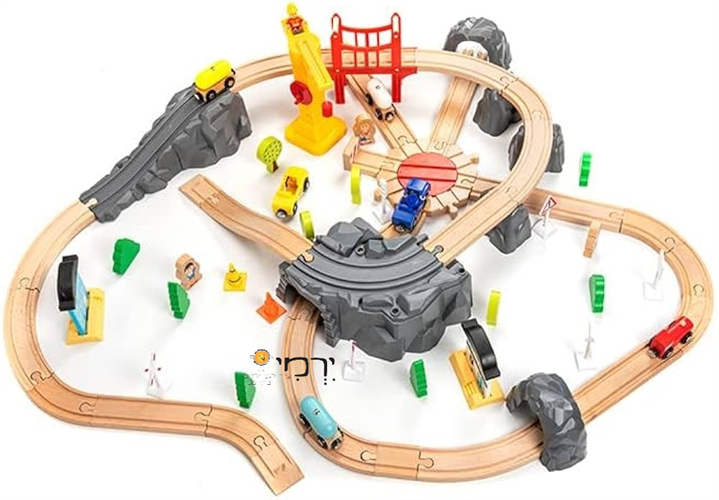מסלול רכבת גדול מעץ + אביזרים