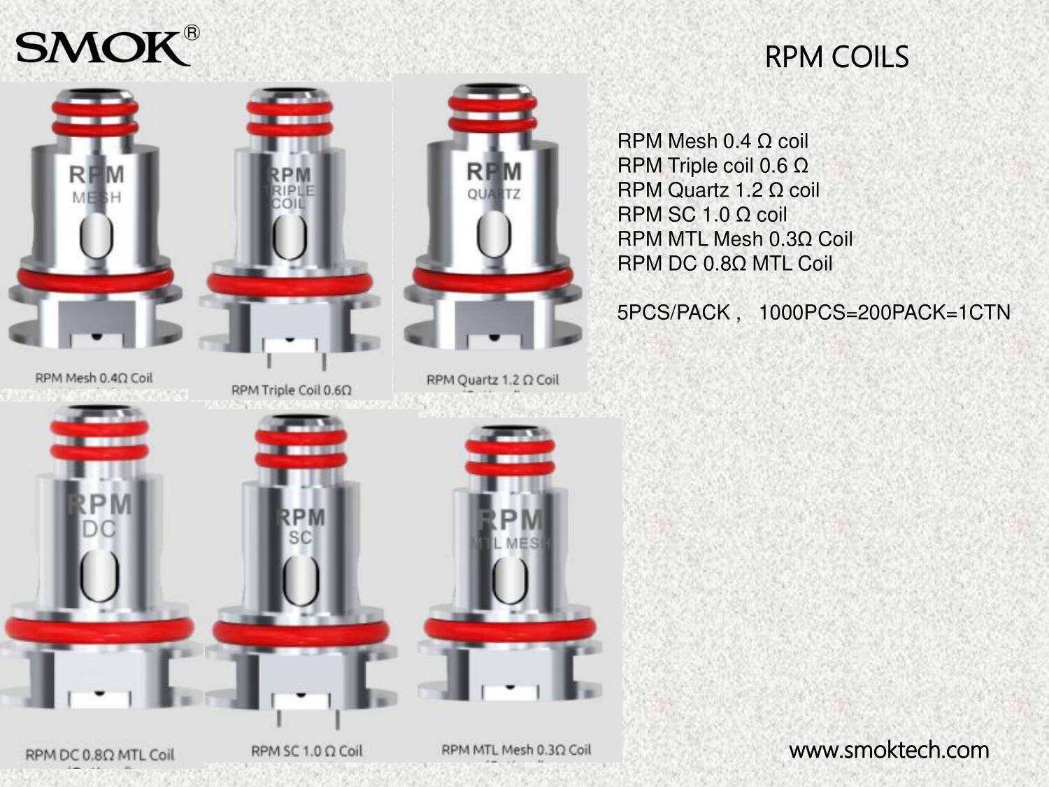 5 סלילים אר פי אם SMOK RPM COIL DC 0.8 MTL