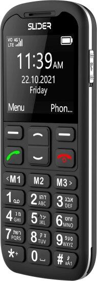 טלפון סלולרי למבוגרים Slider W60A 4G - צבע שחור - יבואן רשמי
