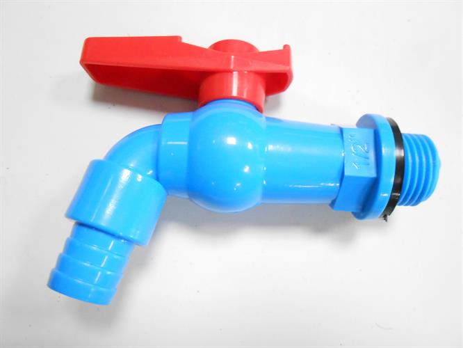 ברז פלסטיק צבע כחול למיכלי מים או  גן  חצי צול ''2\1 עם ידית פתיחה