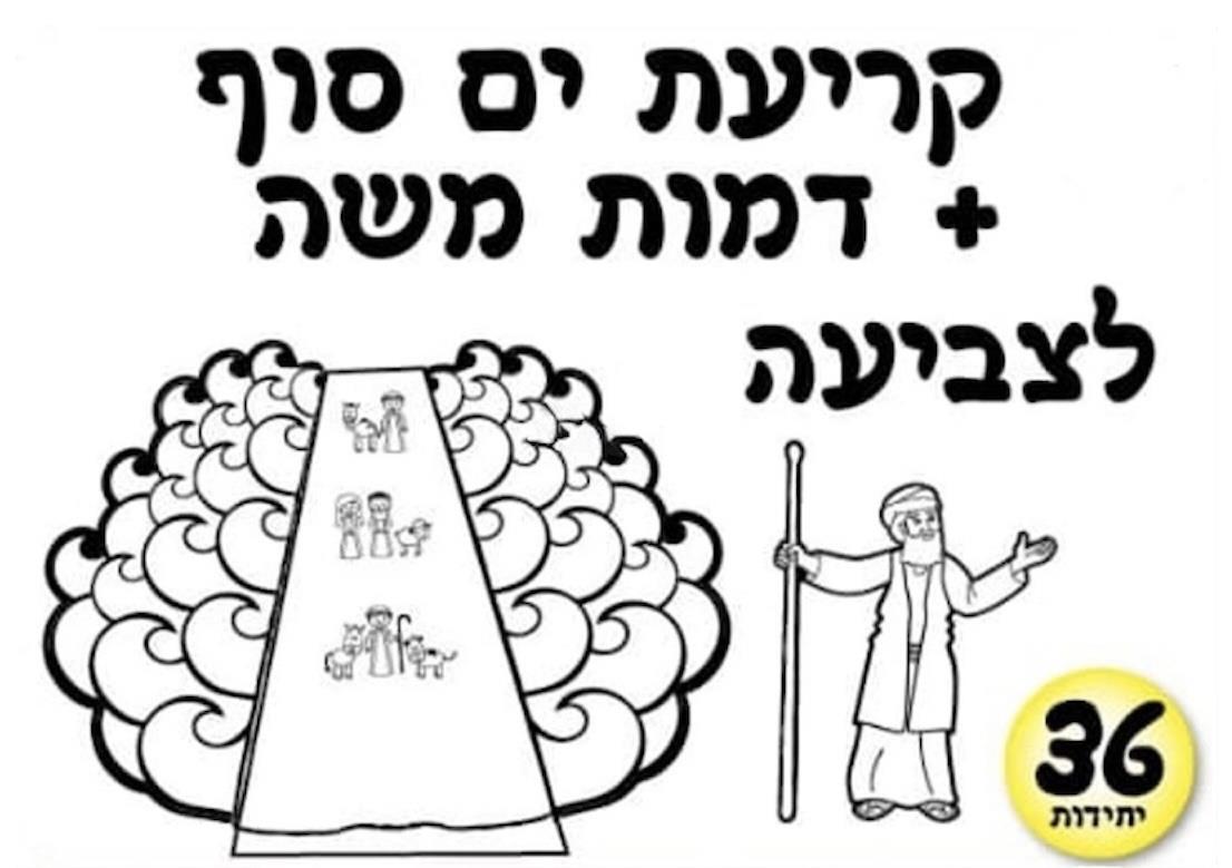 עבודת יצירה קריעת ים סוף + דמות משה