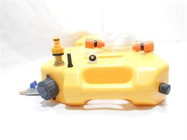 Tank with tap and top filling point copy includes breather flat tank 20 liters yellow