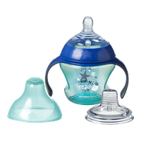 כוס ראשונה כחול/ורוד 150 מ"ל לפעוטות 4m+ עם 2 סוגי פיות סיליקון מסדרת Tommee Tippee Transition