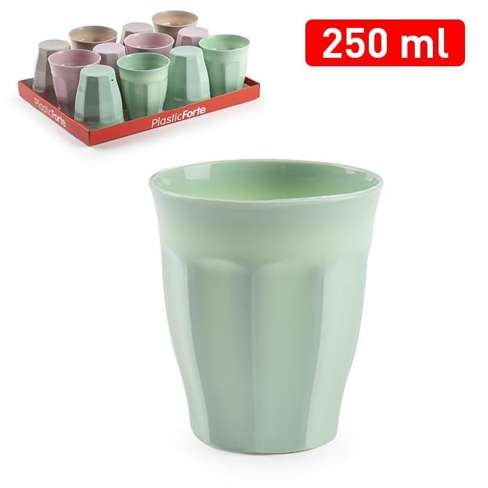 כוס צבעונית מעוצבת רב פעמית מפלסטיק 250 מ"ל בצבע חום