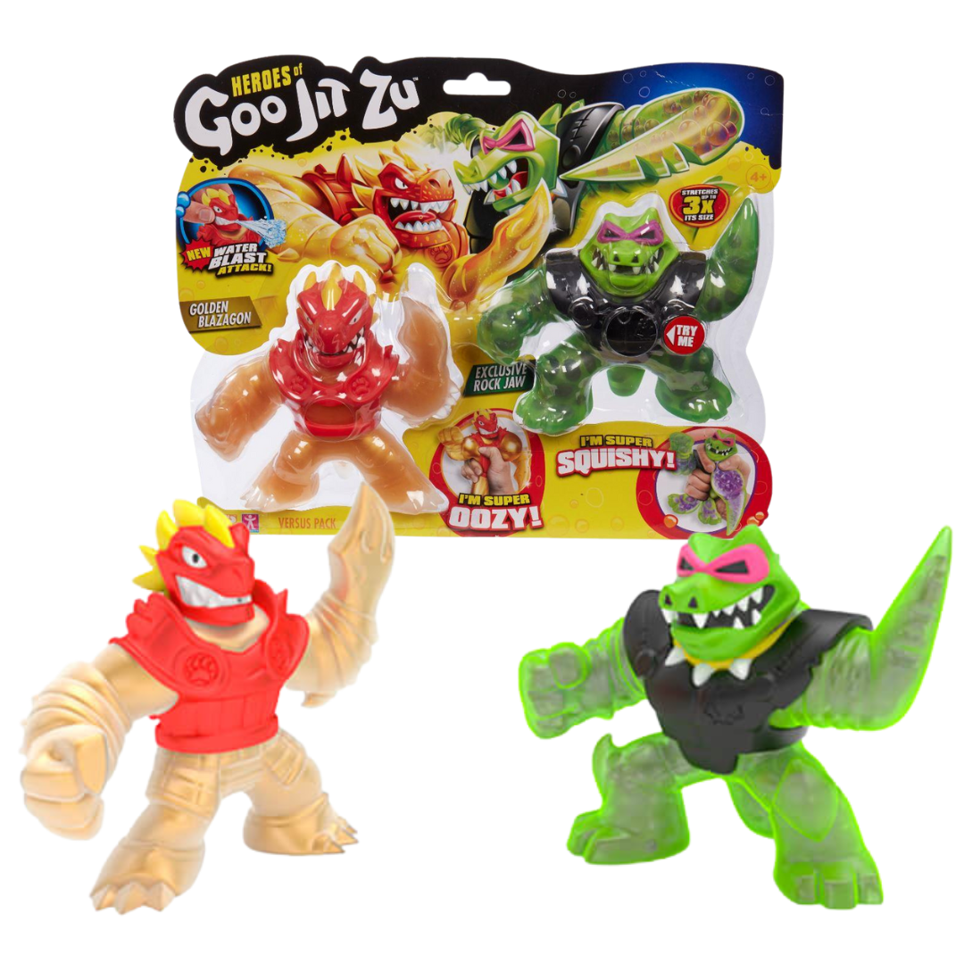 גו ג'יט זו - מארז זוגי בובות נמתחות - זוג דמויות בלאזגון זהב ורוק - Goo Jit Zu