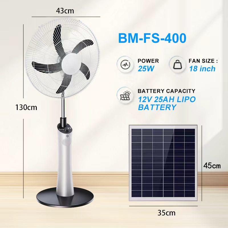 מאוורר סולארי נטען דגם BM-FS-400