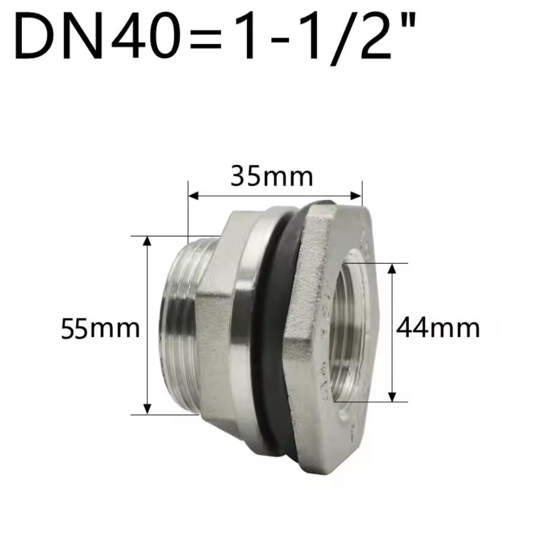 מופה מעבר קיר נירוסטה הברגה פנימית 1.5 צול 45 ממ אחד וחצי צול קמפינג לייף
