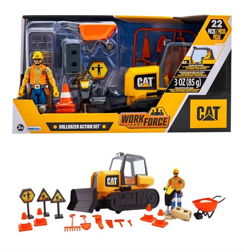 ערכת משחק דחפור מבית CAT כולל דמות ואביזרים - 22 חלקים