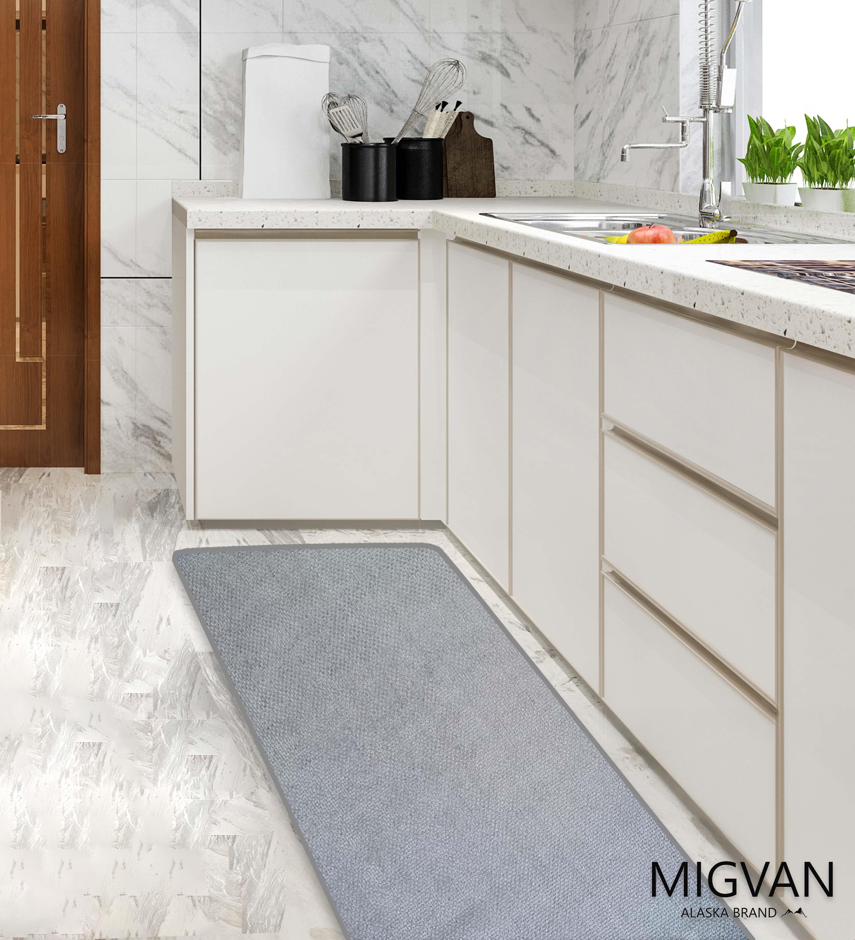 שטיח מטבח איכותי במגע קטיפתי דגם רנבי - אפור (מתנקה בקלות!) *מבחר מידות*