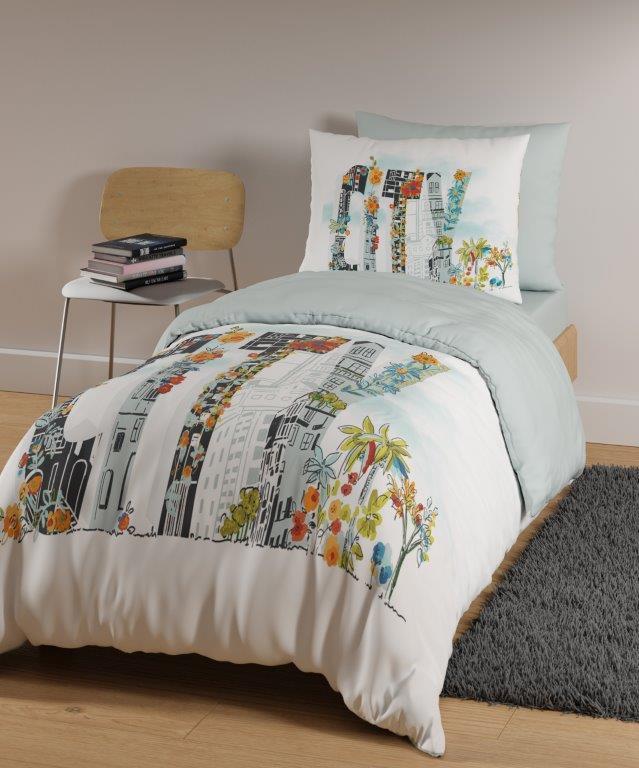 סט מצעים מיטה וחצי 100% כותנה דגם - סיטי