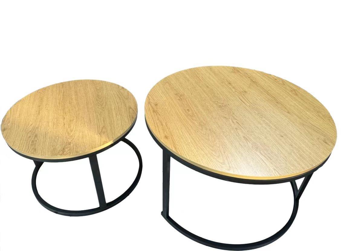 זוג שולחנות לסלון עגולים דגם רויאל צבע עץ זוג שולחנות לסלון עגולים דגם רויאל צבע עץ