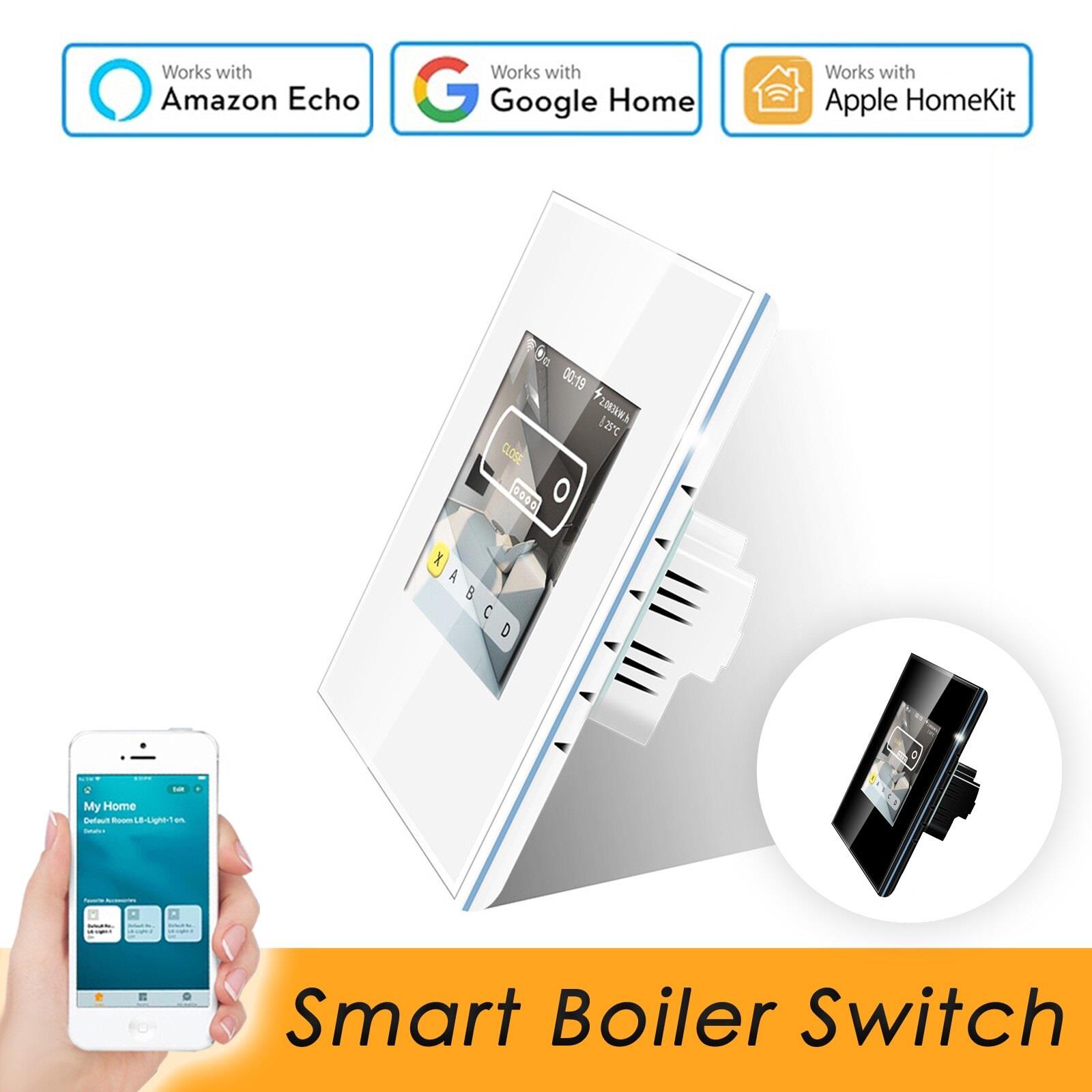 מתג דוד חכם יוקרתי לבן עם מסך LCD מלבני תומך   LANBON BOILER L8 Apple HomeKit