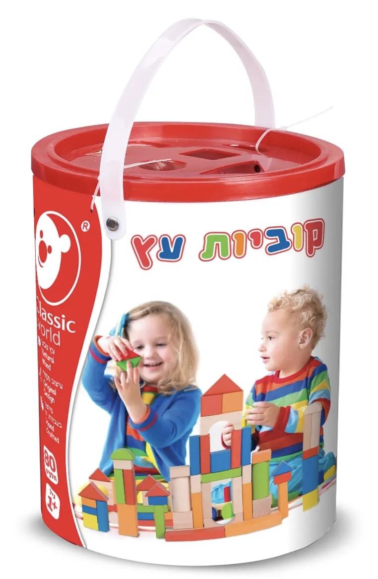 קוביות עץ צבעוניות בדלי 80 יחידות