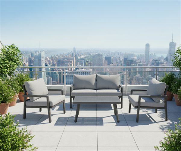 מערכת ישיבה אלומיניום לגינה ולמרפסת דגם סידני צבע אפור פחם