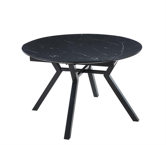 שולחן פינת אוכל עגול נפתח דגם מאליבו צבע דמוי שיש שחור