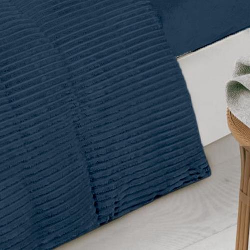 מצעי 100% פלנל רך ומחמם במיוחד | דגם אלונה כחול כהה