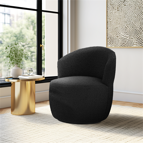 כורסא מעוצבת יוקרתית לבית דגם אדיסון בד בוקלה צבע שחור